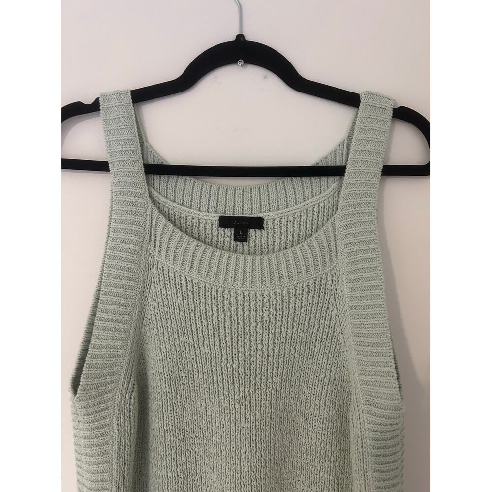 J.Crew Sweater Tank Top Sleeveless Knit EUC Mint Sage Green Cotton Blend EUC L - Picture 3 of 9